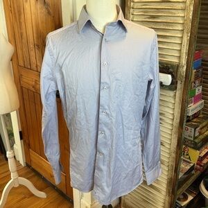NWT David Donahue Blue Patterned button down shirt size 16.5 36/37